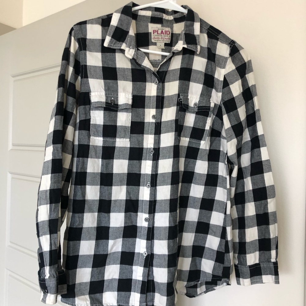 Old Navy Black and White Plaid Flannel